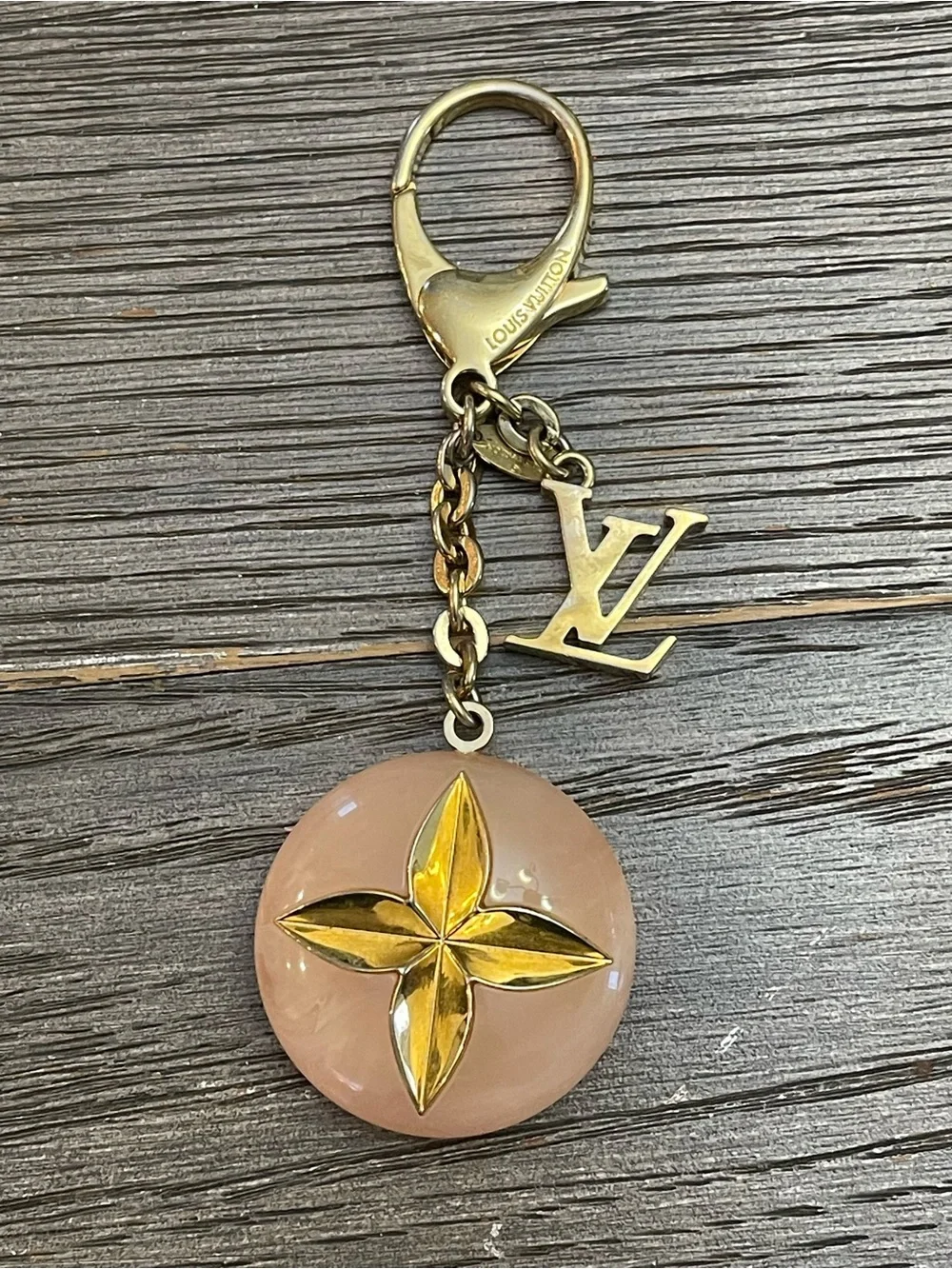 Louis Vuitton Gold Tone Hollow Rose Bag Charm